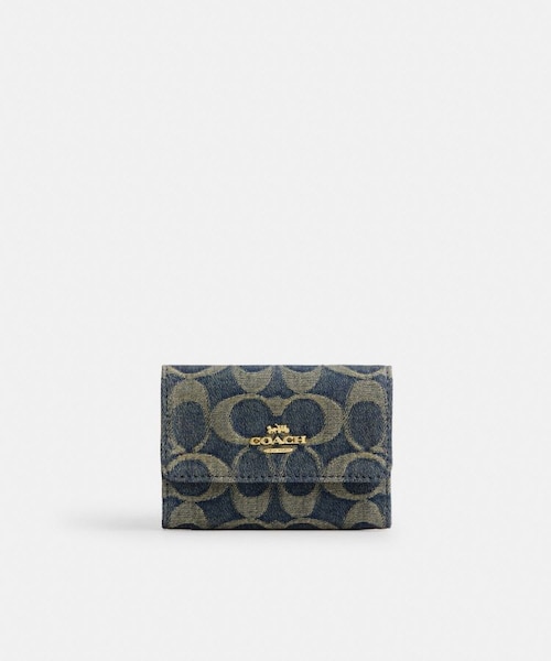 COACH デニムカードケース ケース 美品 公式】フラップ カード ケース・シグネチャー デニム｜コーチ