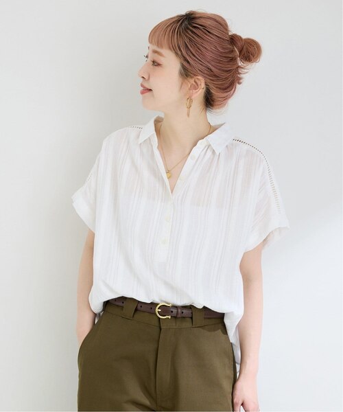 送料込◎ベトゥープ◎C/SローンウォッシャブルBASICシャツ 白 ウォッシャブル / シャドストドルマンフレンチエンブシャツ