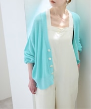 《一部店舗・WEB限定カラーあり》リネン混Vネックカーディガン