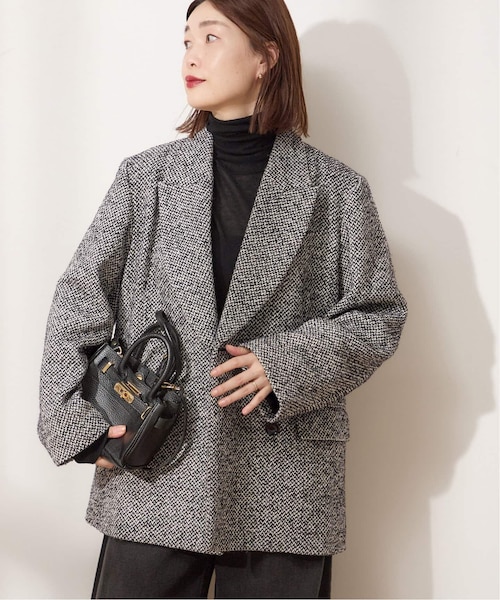 新品タグ付き　CANGIOLI/ヘリンボーンジャケットコート CANGIOLI/ヘリンボーンジャケットコート｜ベーセーストックの