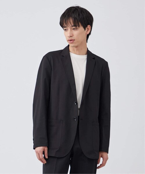 DIESEL テーラードジャケット パイピング ストレッチ ブラック ハイブリッドジャージー テーラードジャケット｜ベーセー