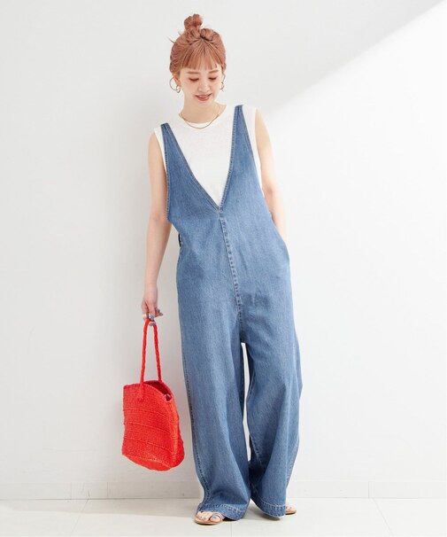 DU JOUR/デュ ジュール V NECK JEAN SALOPETTE