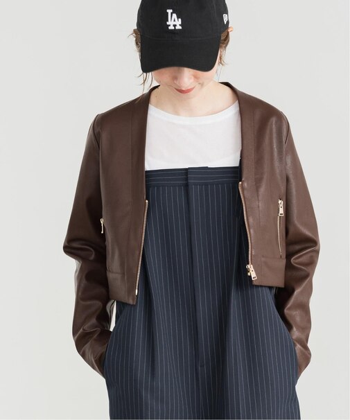フェイクレザージップブルゾン