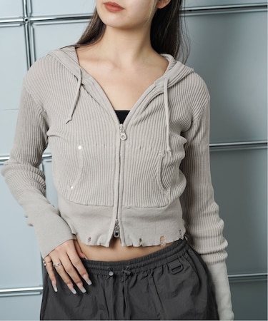 コットンリブZIP HOODIE