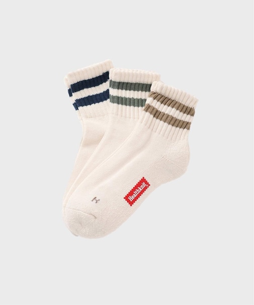 【HEALTH KNIT/ ヘルスニット】シンカー2本ライン 3Pソックス