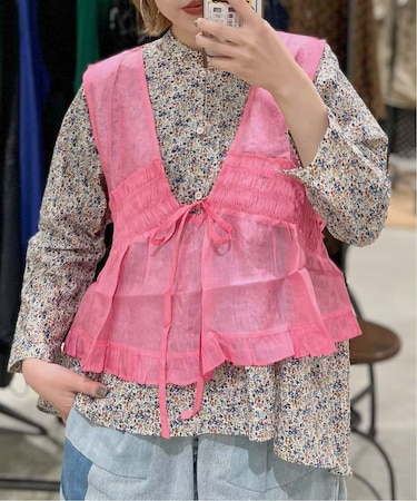 【Anaak/アナーク】 SLEEVELESS RUFFLE TOP