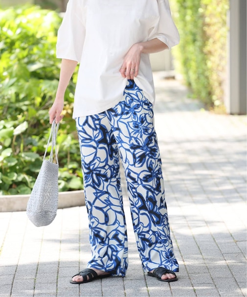 アートフラワープリントパンツ