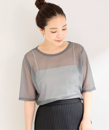 シアーラメ5分袖TEE