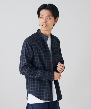 MIDCENTURY PATTERN バンドカラーシャツ