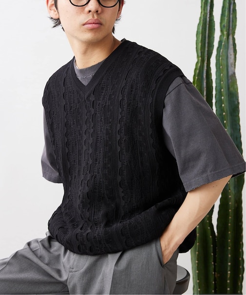 MONO 3D PATTERN ジャカードニットベスト