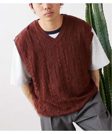 MONO 3D PATTERN ジャカードニットベスト