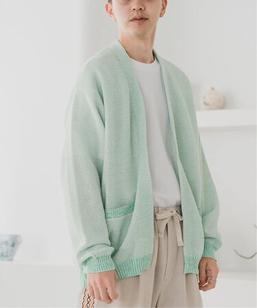 ギマコットン ミックスヤーン メッシュカーディガン