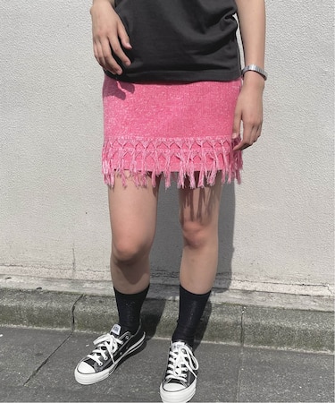 フリンジニットミニスカート