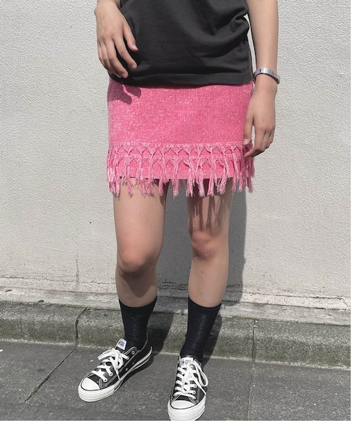 フリンジニットミニスカート
