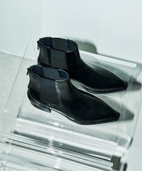 GRISEレザーEDGEポインテッドチェルシーショートブーツ｜ベーセー