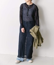 シアーヘンリーネックニットワンピース