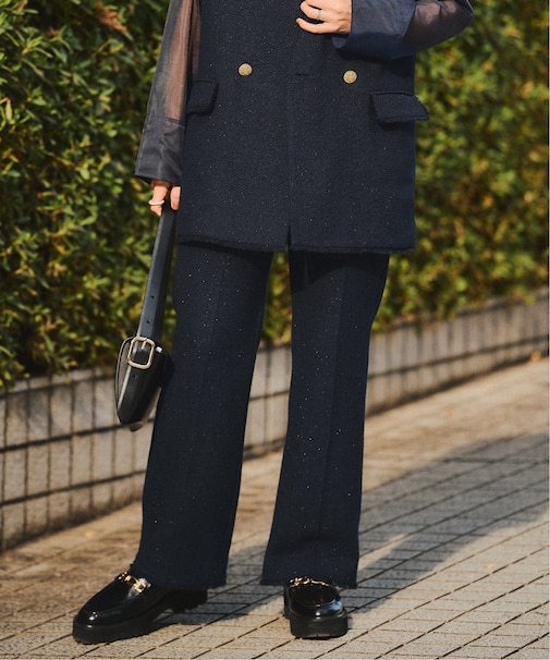 tweed センタープレスパンツ