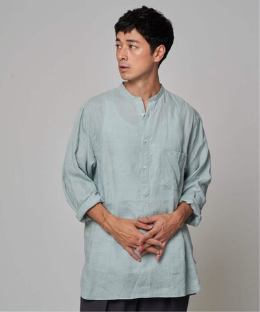 E.バンドカラー プルオーバー シャツ