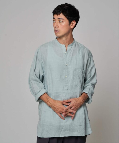 E.バンドカラー プルオーバー シャツ