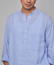 E.バンドカラー プルオーバー シャツ