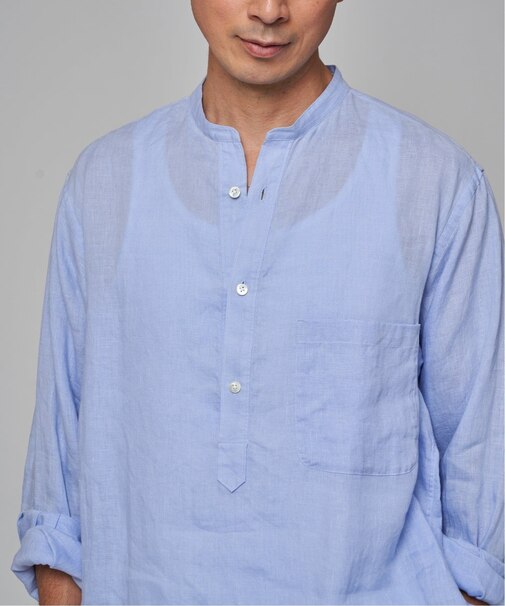 E.バンドカラー プルオーバー シャツ