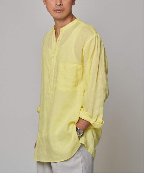 E.バンドカラー プルオーバー シャツ