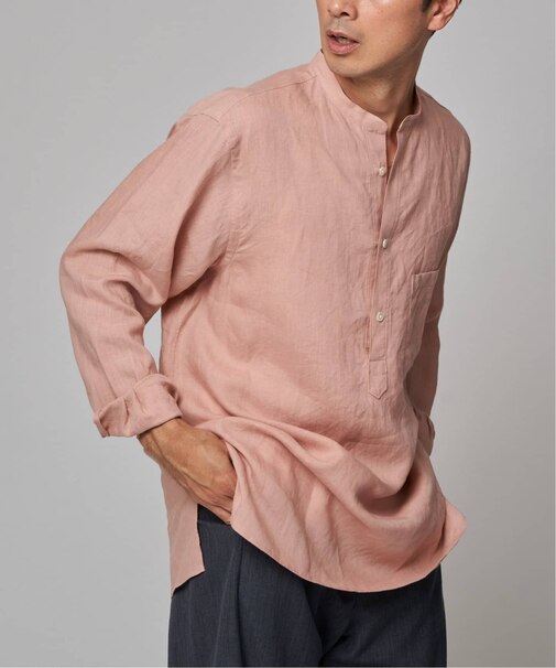 E.バンドカラー プルオーバー シャツ