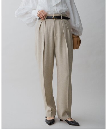 ＆NAVY ツイードツータックパンツ