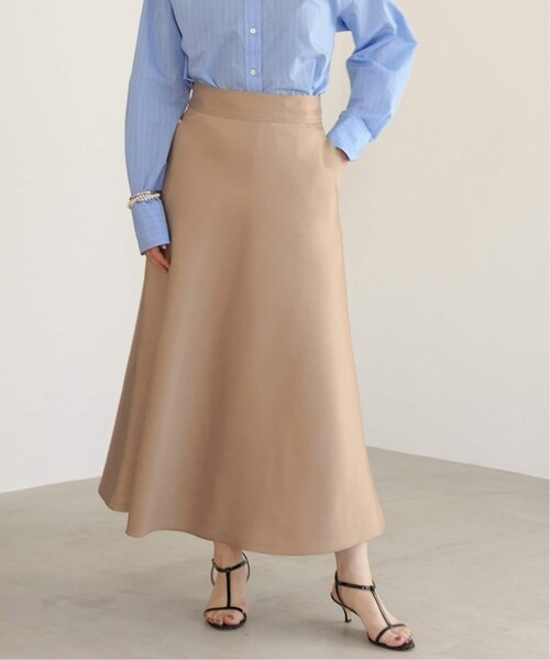 フォクシー フレアスカート プリーツ ベージュ シルク混 ウール混 38 膝丈 フォクシーブティック Skirt 39328 38 ベージュ フレア スカート
