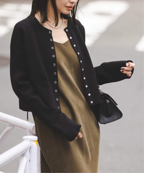 スムース編みスナップショートカーディガン｜ベーセーストックの