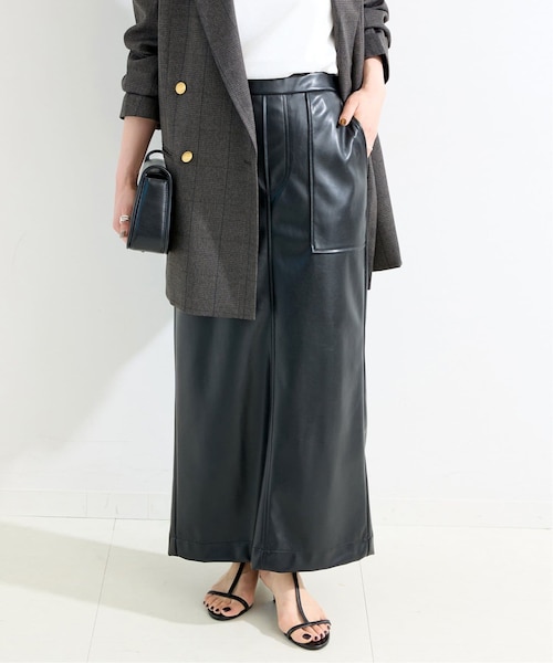 Theory フェイクレザー　A ラインスカート フェイクレザーIラインスカート｜ベーセーストックの