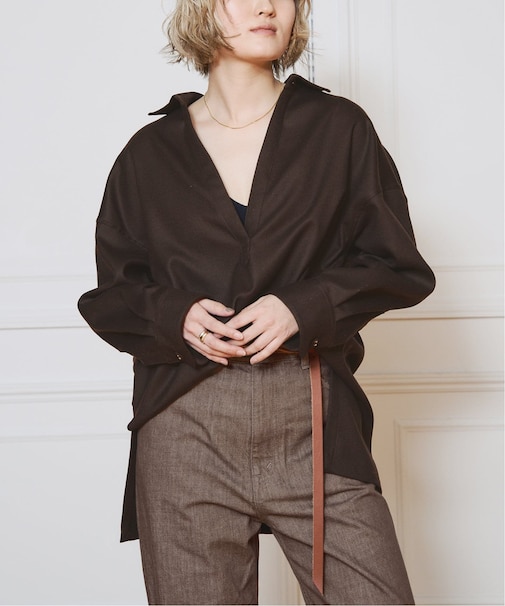 IENA LA BOUCLE ウールロングシャツ
