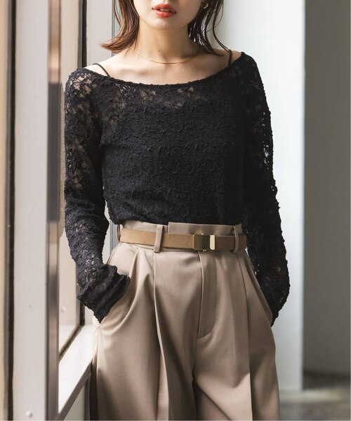 THREE SQUARE ラッフルスリーブプルオーバー 優待価格[THREE SQUARE]チュールスリーブプルオーバー