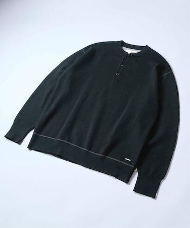 【ANTS & ELEPHANTS】2トーン スウェットライクヘンリーネックニット