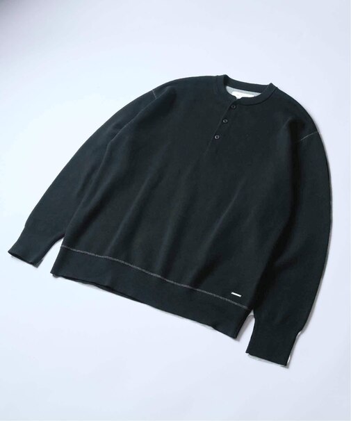 【ANTS & ELEPHANTS】2トーン スウェットライクヘンリーネックニット