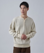 【ANTS & ELEPHANTS】2トーン スウェットライクヘンリーネックニット