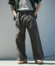 コットン リネン ベルテッド ワイド カット ベイカー パンツ