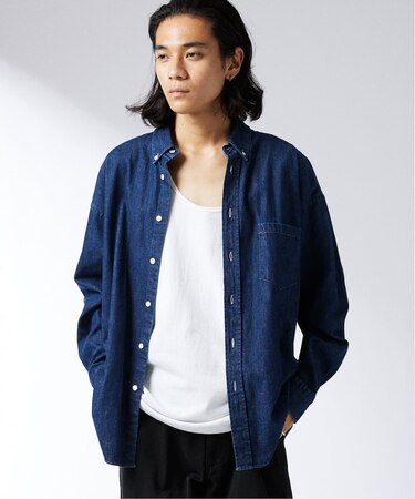 デニム ファットシルエット ボタンダウンシャツ