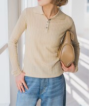 手洗い可 / シアーポロシャツニットプルオーバー