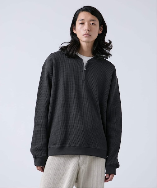 【ANTS & ELEPHANTS】ジップ ワッフルヘンリーネックスウェット