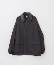 【Deux Allures/ドゥ アリュール】レザーカラー ショートブルゾン