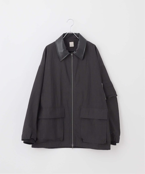 【Deux Allures/ドゥ アリュール】レザーカラー ショートブルゾン