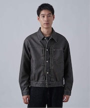フェード加工 フェイクレザー トラッカージャケット