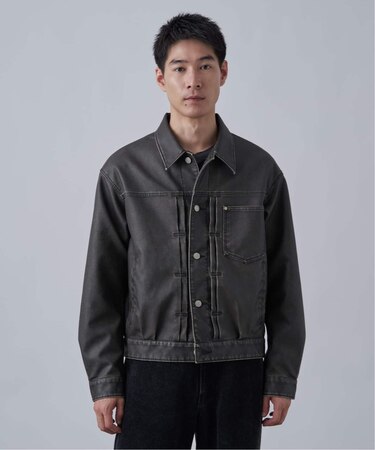 フェード加工 フェイクレザー トラッカージャケット