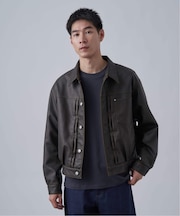 フェード加工 フェイクレザー トラッカージャケット