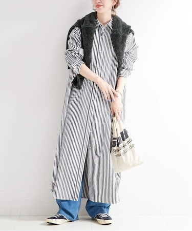 《2点セット》モールニット&シャツワンピースセット