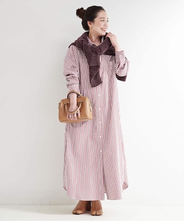 《2点セット》モールニット&シャツワンピースセット