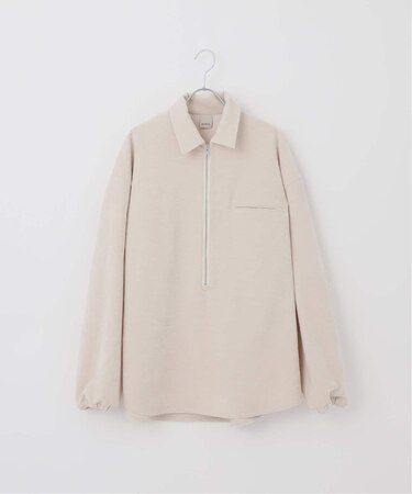 【Deux Allures/ドゥ アリュール】ベロアハーフジッププルオーバー