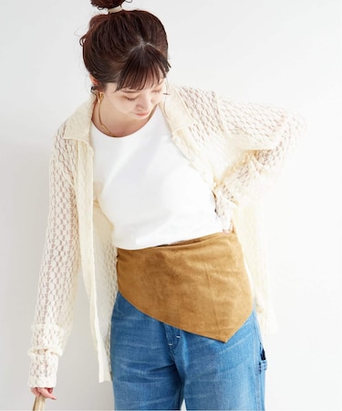 スエード調巻きスカート