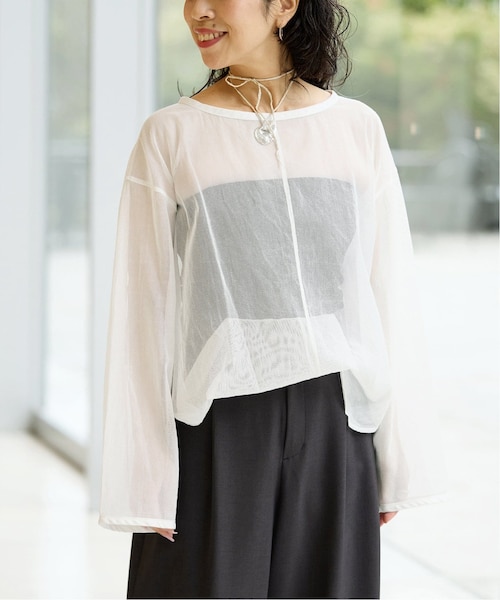 <超美品>IENA La Boucle チュールフリルBL IENA LA BOUCLE メッシュフリルプルオーバー｜ベーセーストックの